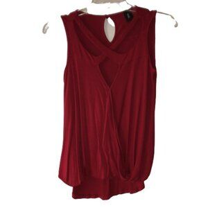Lilian Women 0X Grande Red Sleeveless Scoop V Neck Tunic Shirt Casual Top Blouse